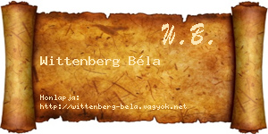 Wittenberg Béla névjegykártya